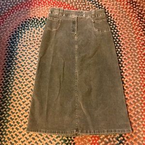 Sag Harbor Olive Green Corduroy Skirt